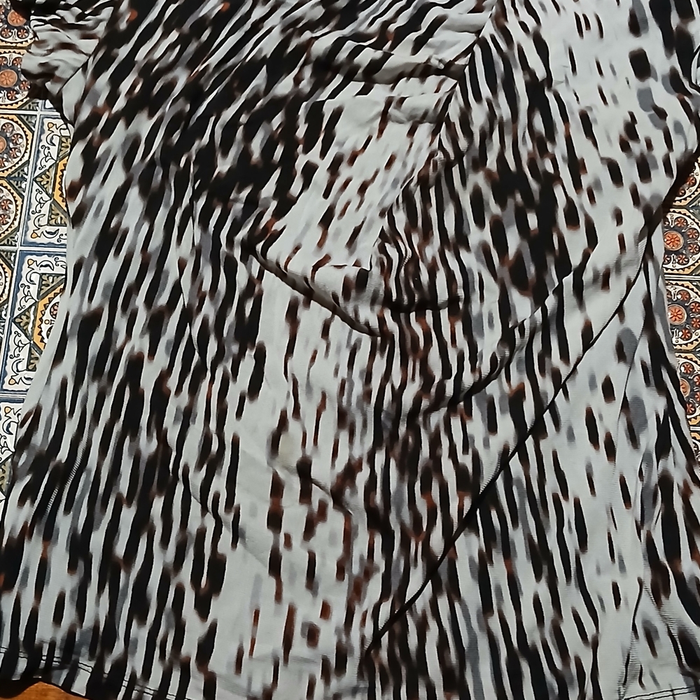 Worthington Stretch Black and Brown Animal Print Top